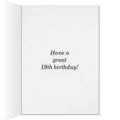 Bold, Black, Faux Gold 19th Birthday w/Name Card (Binnen (Rechts))