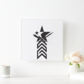 Bold Black Geometric Star Vierkante Klok (Huis)