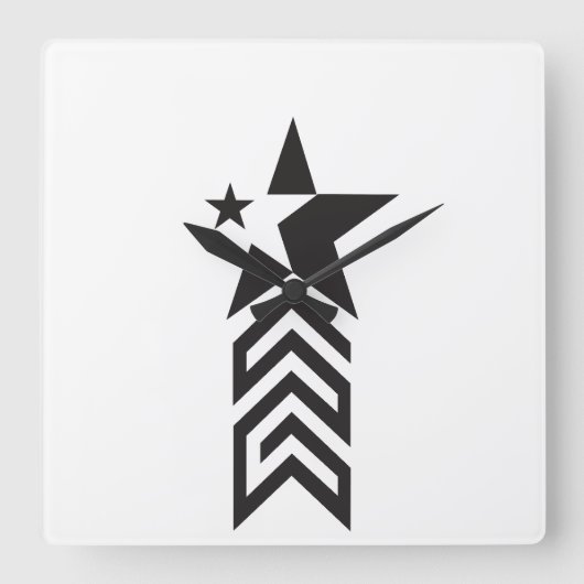 Bold Black Geometric Star Vierkante Klok (Voorkant)