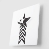 Bold Black Geometric Star Vierkante Klok (Hoek)