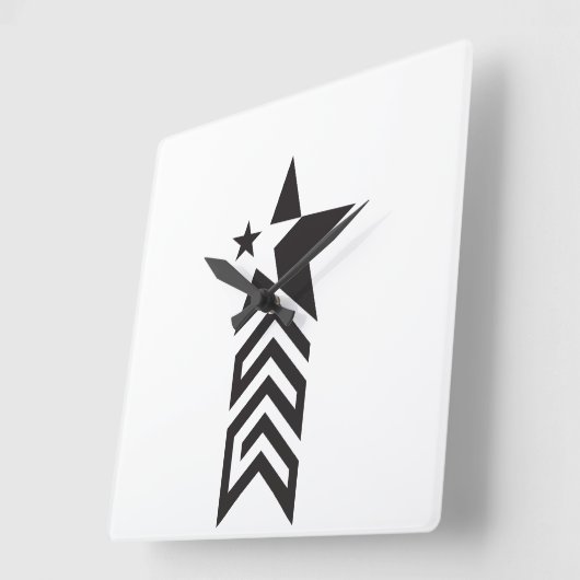 Bold Black Geometric Star Vierkante Klok (Hoek)