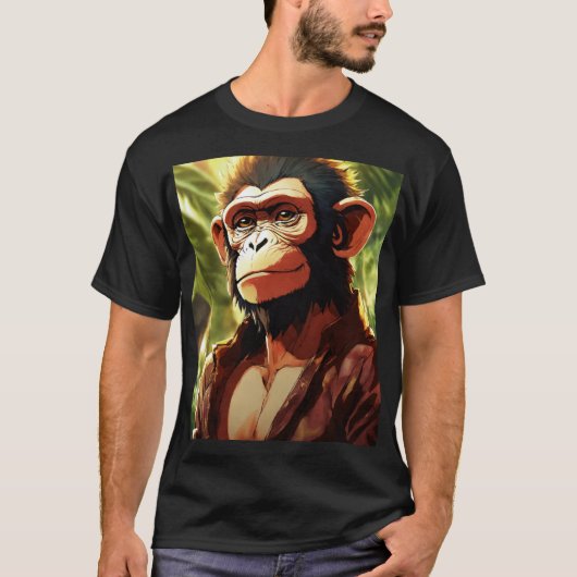 Bold Black Gorilla Print T-shirt – Laat je wilde S (Voorkant)