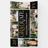 Bold Black Graduate Celebration Grad Photo Collage Spandoek (Verticaal)