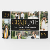 Bold Black Graduate Celebration Grad Photo Collage Spandoek (Horizontaal)