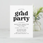 Bold Black Graduation Party Kaart (Staand voorkant)
