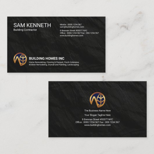 Bold Black Granite Textielconstructie Visitekaartje (Voorkant / Achterkant)