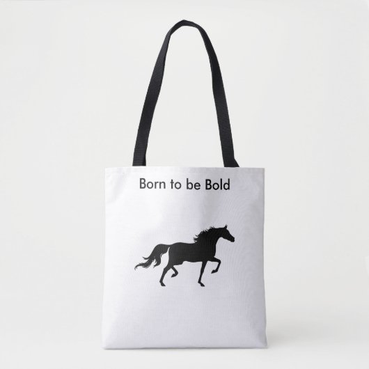 Bold Black Horse Silhouette over White Tote Bag (Voorkant)