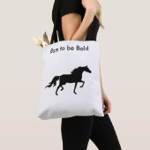 Bold Black Horse Silhouette over White Tote Bag (Dichtbij)