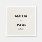 Bold Black Ivory Modern Wedding Names Date Custom Servet (Voorkant)