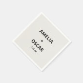 Bold Black Ivory Modern Wedding Names Date Custom Servet (Hoek)