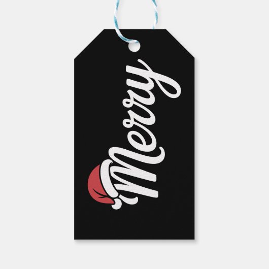 Bold Black Merry Christmas Santa Hat Cadeaulabel (Achterkant)