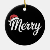 Bold Black Merry Christmas Santa Hat Keramisch Ornament (Voorkant)