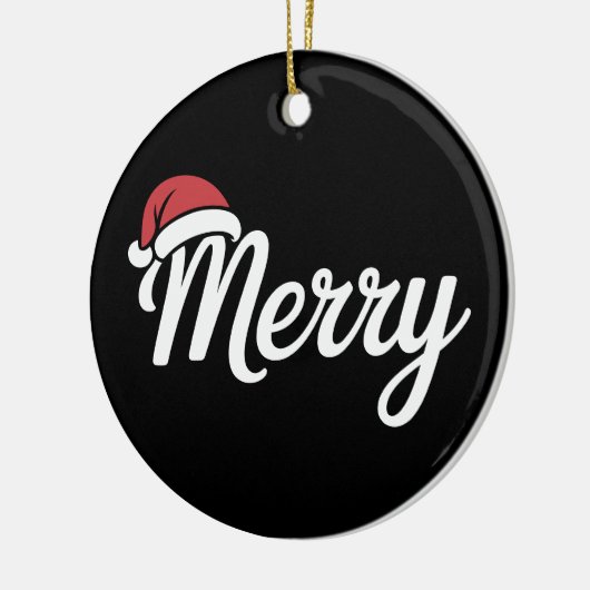 Bold Black Merry Christmas Santa Hat Keramisch Ornament (Links)
