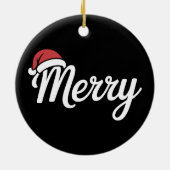 Bold Black Merry Christmas Santa Hat Keramisch Ornament (Achterkant)