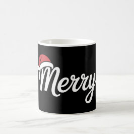 Bold Black Merry Christmas Santa Hat Koffiemok