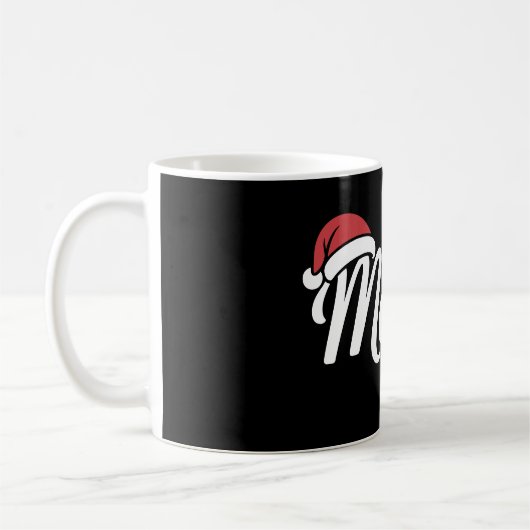 Bold Black Merry Christmas Santa Hat Koffiemok (Links)