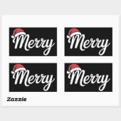 Bold Black Merry Christmas Santa Hat Rechthoekige Sticker (Vel)