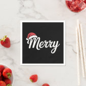 Bold Black Merry Christmas Santa Hat Servet (Insitu)