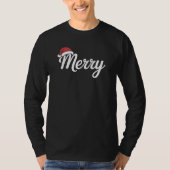 Bold Black Merry Christmas Santa Hat T-shirt (Voorkant)