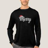 Bold Black Merry Christmas Santa Hat Tri-Blend Shirt (Voorkant volledig)