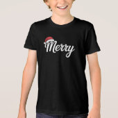Bold Black Merry Christmas Santa Hat Tri-Blend Shirt (Voorkant)