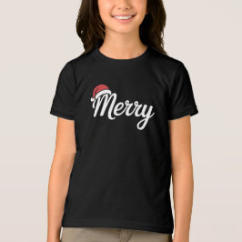 Bold Black Merry Christmas Santa Hat Tri-Blend Shirt