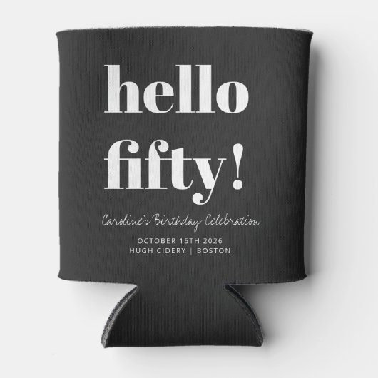 Bold Black Modern 50th Birthday Custom Koelbox Blikjeskoeler (Voorkant)