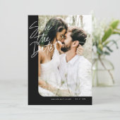 Bold Black Modern Rond Edge Lijst Foto Save The Date (Staand voorkant)
