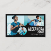 Bold Black Personal Trainer Fitness Gym Coach QR Visitekaartje (Voorkant)