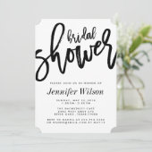 Bold Black Script Modern Bridal Shower-uitnodiging Kaart (Staand voorkant)