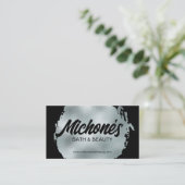 Bold Black Silver Foil Modern Luxe Glamoureus Visitekaartje (Staand voorkant)