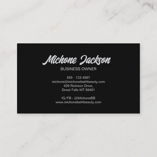 Bold Black Silver Foil Modern Luxe Glamoureus Visitekaartje (Achterkant)