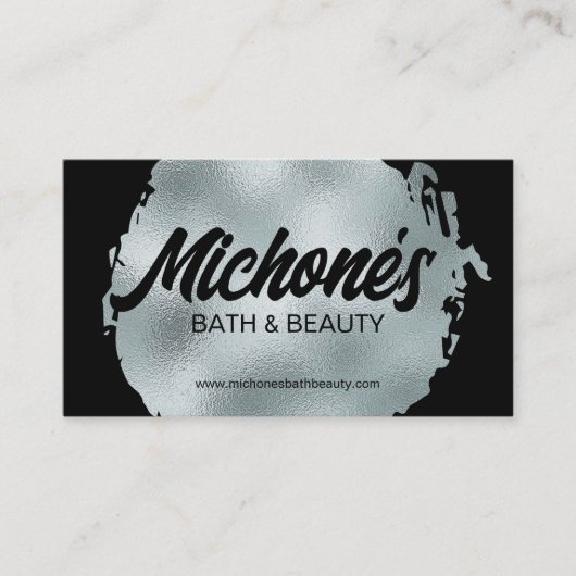 Bold Black Silver Foil Modern Luxe Glamoureus Visitekaartje (Voorkant)