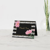 Bold Black Stripes Roze Daisies Bedankt (Voorkant)