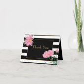 Bold Black Stripes Roze Daisies Bedankt (Voorkant)