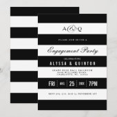 Bold Black Stripes Verlovingsfeestuitnodiging Kaart (Voorkant / Achterkant)
