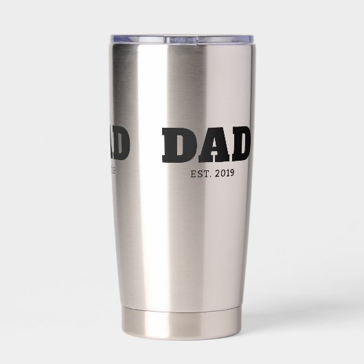 Bold Black Text Est Year Dad Geïsoleerde Drinkbeker (Achterkant)