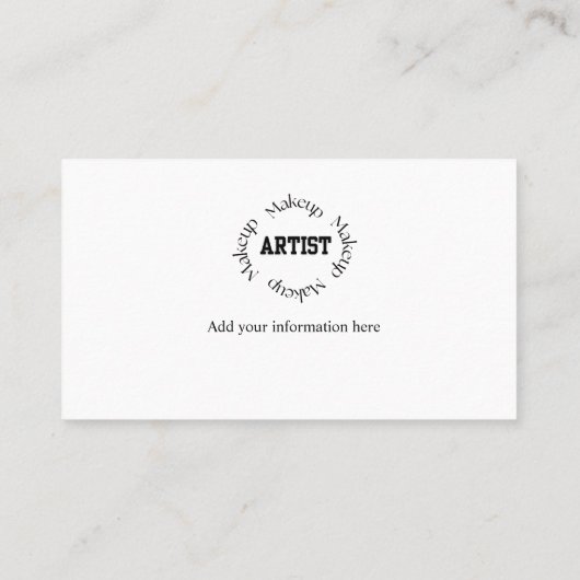 Bold Black Typography Makeup Artist Visitekaartje (Achterkant)