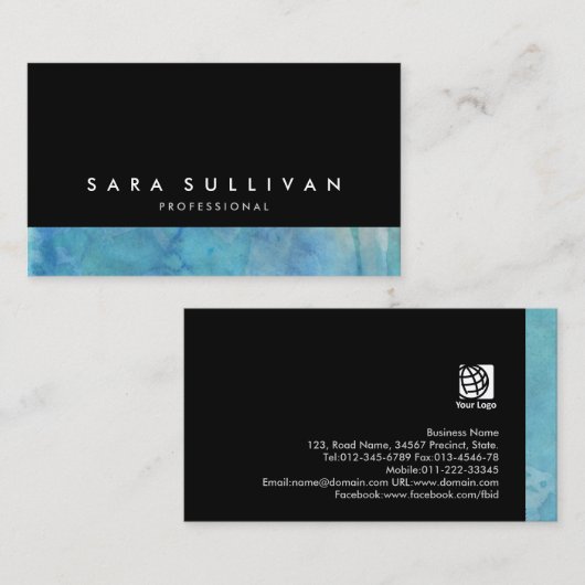 Bold Black Waterverf Wash Visitekaartje (Voorkant / Achterkant)