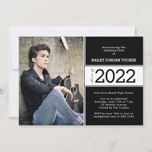 Bold Black & White 2-fotobericht Afstuderen Aankondiging (Voorkant)