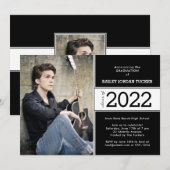 Bold Black & White 2-fotobericht Afstuderen Aankondiging (Voorkant / Achterkant)