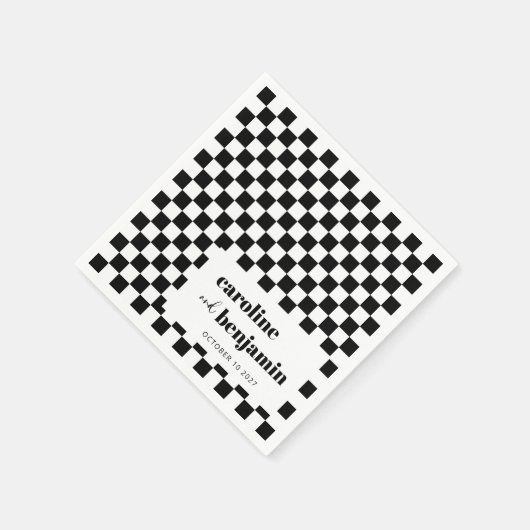 Bold Black White Checkerboard - Aangepaste bruilof Servet (Hoek)