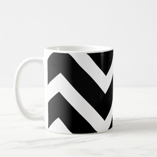Bold Black White Chevron Geometric Pattern Koffiemok (Links)