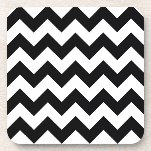 Bold Black & White Chevron Zig Zag Pattern Bier Onderzetter (Voorkant)