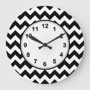 Bold Black & White Chevron Zig Zag Pattern Grote Klok