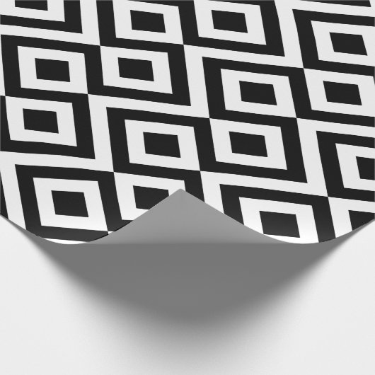 Bold Black White Diamond Zigzag Geometric Pattern Cadeaupapier (Hoek)