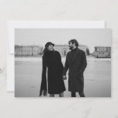 Bold Black White Elegant Modern Photo Weddenschap Kaart (Achterkant)