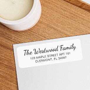 Bold Black White Familienaam Retouradres Etiket