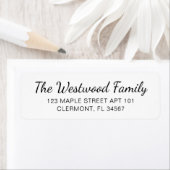 Bold Black White Familienaam Retouradres Etiket (Insitu)