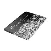 Bold Black White Floral Design Bath Mat (Gekanteld)